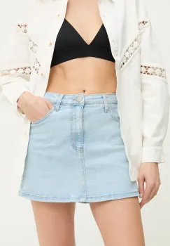 Answear Lab pantaloni scurti jeans femei, neted, high waist imagine