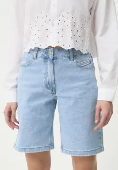 Answear Lab pantaloni scurti jeans femei, neted, high waist imagine