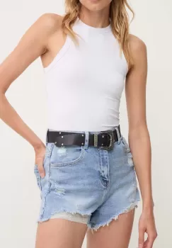 Answear Lab pantaloni scurti jeans femei, neted, high waist imagine