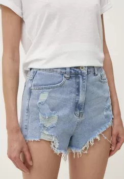 Answear Lab pantaloni scurti jeans femei, neted, high waist imagine