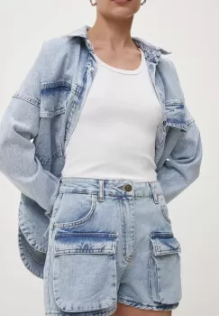 Answear Lab pantaloni scurti jeans femei, neted, high waist imagine