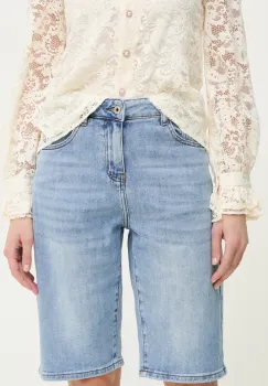 Answear Lab pantaloni scurti jeans femei, neted, high waist imagine
