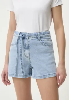 Answear Lab pantaloni scurti jeans femei, neted, high waist imagine