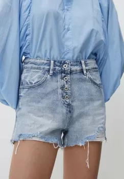 Answear Lab pantaloni scurti jeans femei, neted, high waist imagine