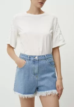 Answear Lab pantaloni scurti jeans femei, neted, high waist imagine