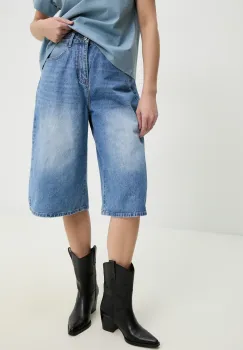 Answear Lab pantaloni scurti jeans femei, neted, high waist imagine