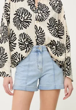 Answear Lab pantaloni scurti jeans femei, neted, high waist imagine