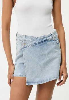 Answear Lab pantaloni scurti jeans neted, high waist imagine