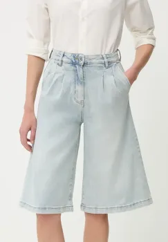 Answear Lab pantaloni scurti jeans neted, high waist imagine