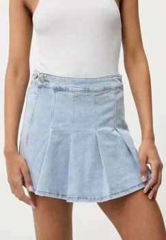 Answear Lab pantaloni scurti jeans neted, high waist imagine