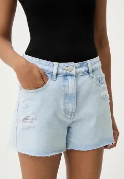 Answear Lab pantaloni scurti jeans neted, high waist imagine