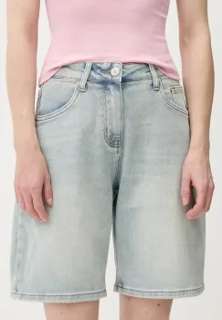 Answear Lab pantaloni scurti jeans neted, high waist imagine