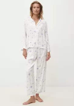 Answear Lab pijama femei, culoarea alb, bumbac imagine