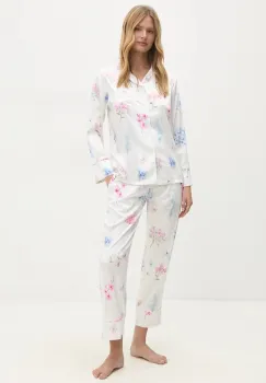 Answear Lab pijama femei, culoarea alb, satin imagine