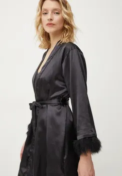 Answear Lab pijama femei, culoarea negru, satin imagine