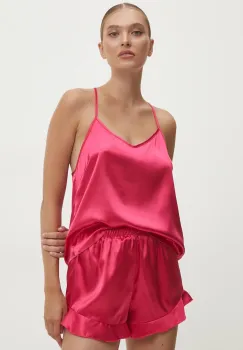 Answear Lab pijama femei, culoarea roz, satin imagine