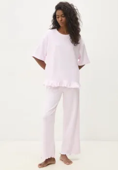 Answear Lab pijamale de bumbac culoarea roz, bumbac imagine