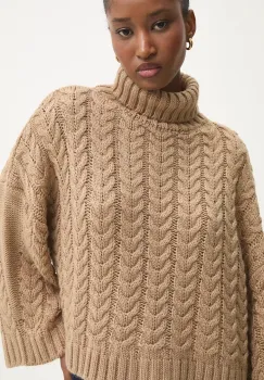 Answear.LAB pulover culoarea bej, calduros, cu guler imagine