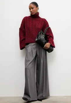 Answear.LAB pulover culoarea bordo, cu guler imagine