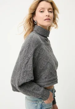 Answear.LAB pulover de casmir culoarea gri, calduros, cu guler imagine