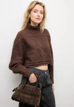Answear.LAB pulover de casmir culoarea maro, calduros, cu guler imagine