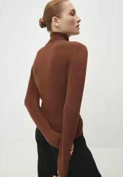 Answear Lab pulover de casmir culoarea maro, light, cu guler imagine