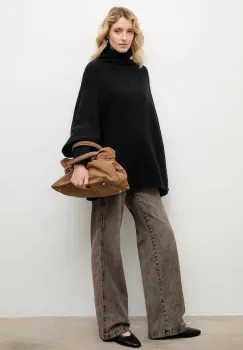Answear.LAB pulover de casmir culoarea negru, cu guler imagine