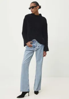 Answear Lab pulover de lana culoarea negru, cu turtleneck imagine