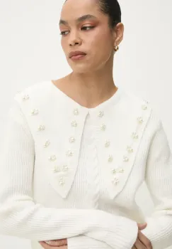 Answear Lab pulover de lana femei, culoarea bej imagine