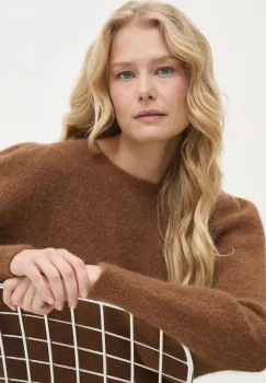 Answear Lab pulover de lana femei, culoarea maro imagine