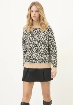 Answear Lab pulover din amestec de lana femei, culoarea bej, cu guler imagine