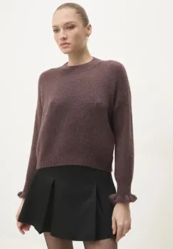 Answear Lab pulover din amestec de lana femei, culoarea maro imagine