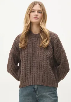 Answear Lab pulover din amestec de lana femei, culoarea maro imagine