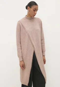 Answear Lab pulover din amestec de lana femei, culoarea rosu, light, cu turtleneck imagine