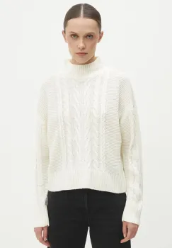 Answear Lab pulover femei, culoarea alb, light, cu turtleneck imagine