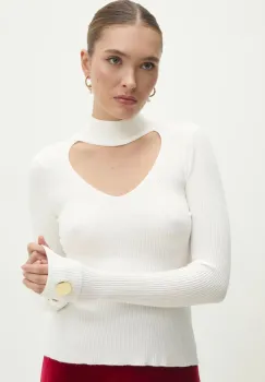 Answear Lab pulover femei, culoarea alb, light, cu turtleneck imagine