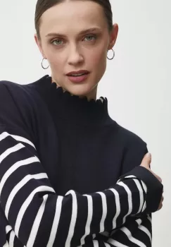 Answear Lab pulover femei, culoarea albastru marin, light, cu guler imagine