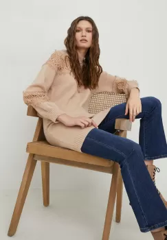 Answear Lab pulover femei, culoarea bej imagine