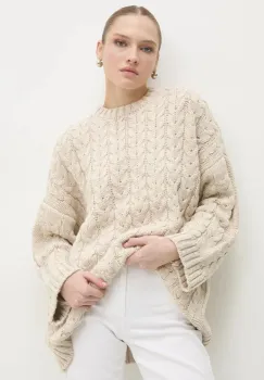 Answear Lab pulover femei, culoarea bej, calduros imagine