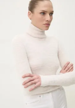 Answear Lab pulover femei, culoarea bej, cu guler imagine