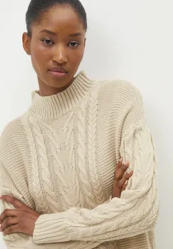 Answear Lab pulover femei, culoarea bej, cu turtleneck imagine