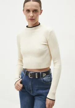 Answear Lab pulover femei, culoarea bej, cu turtleneck imagine