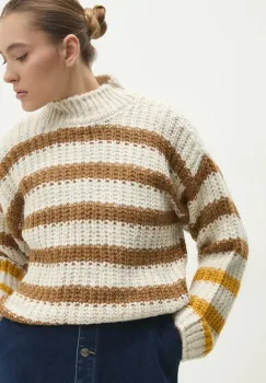 Answear Lab pulover femei, culoarea maro, calduros, cu turtleneck imagine