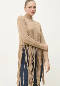 Answear Lab pulover femei, culoarea maro, cu turtleneck imagine