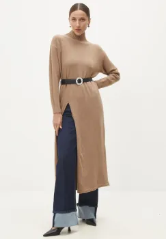 Answear Lab pulover femei, culoarea maro, cu turtleneck imagine