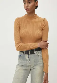 Answear Lab pulover femei, culoarea maro, light, cu turtleneck imagine