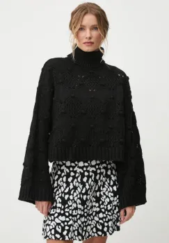 Answear Lab pulover femei, culoarea negru, calduros, cu guler imagine