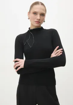 Answear Lab pulover femei, culoarea negru, light, cu turtleneck imagine