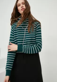 Answear Lab pulover femei, culoarea verde, calduros, cu guler imagine