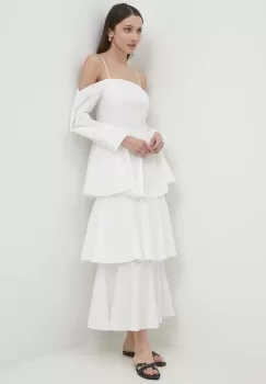 Answear Lab rochie culoarea alb, maxi, evazati imagine